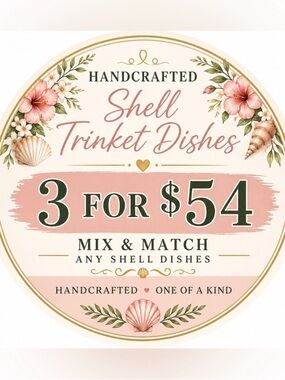 Bundle 3 Handcrafted Shell Trinket Dishes 3 for $54 Mix and Match Coastal Decor